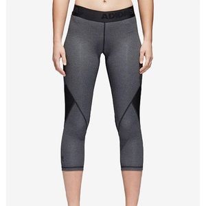 Gray and black crop length ADIDAS Workout tights
